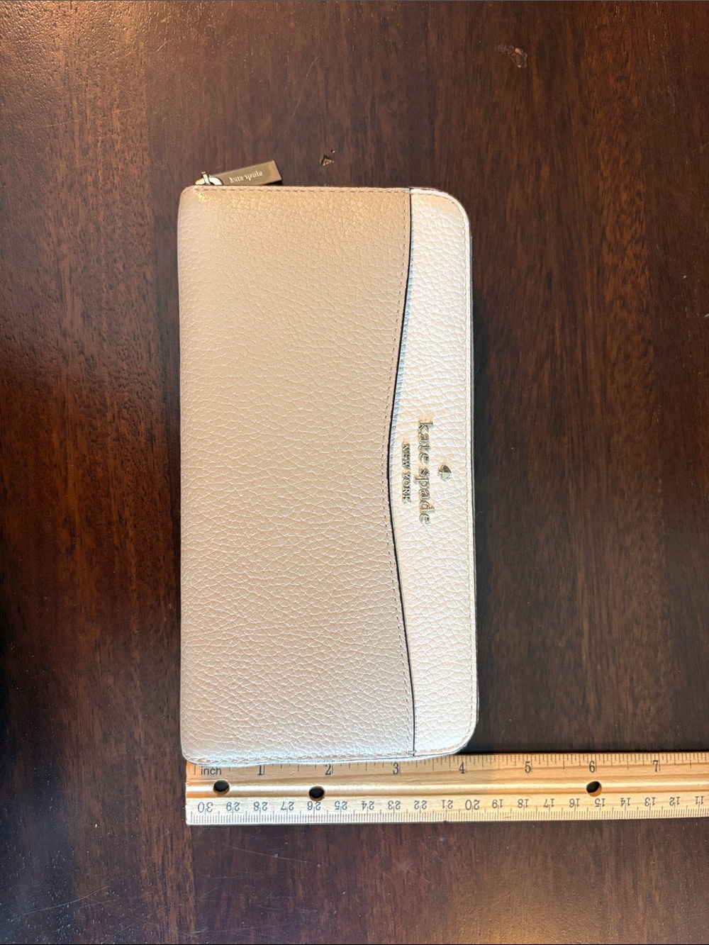 kate spade Cream and White Pebbled Leather Zip Wallet - Picture 11 of 17